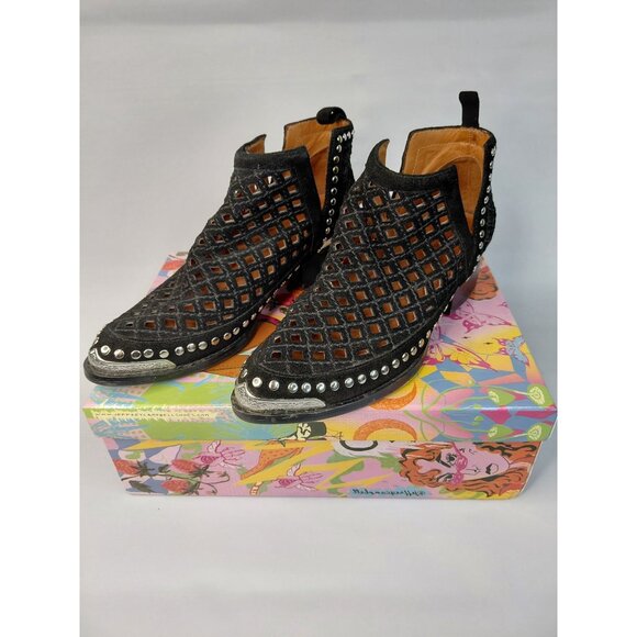 Jeffrey Campbell Womens Black Suede Cutout Western Ankle Boots Size 7M - Picture 10 of 12